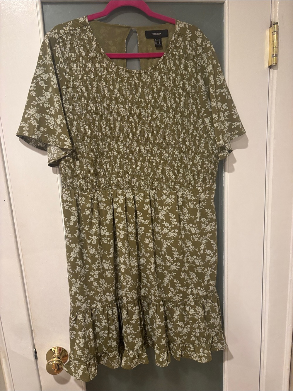 Forever 21 Olive Green Floral Midi Dress